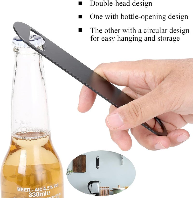 WEGAZ -5 Pack 7inch Black Stainless Steel Flat Beer Bottle Opener,Stainless Steel - Image 5